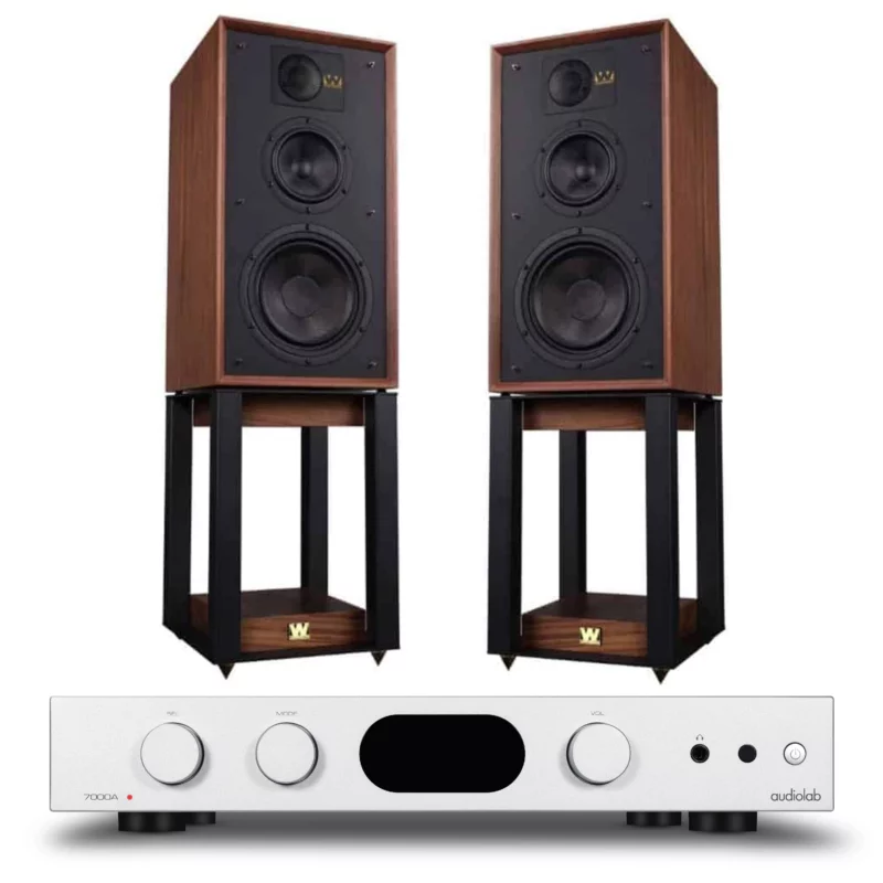 wharfedale linton heritage walnut audiolab 7000a